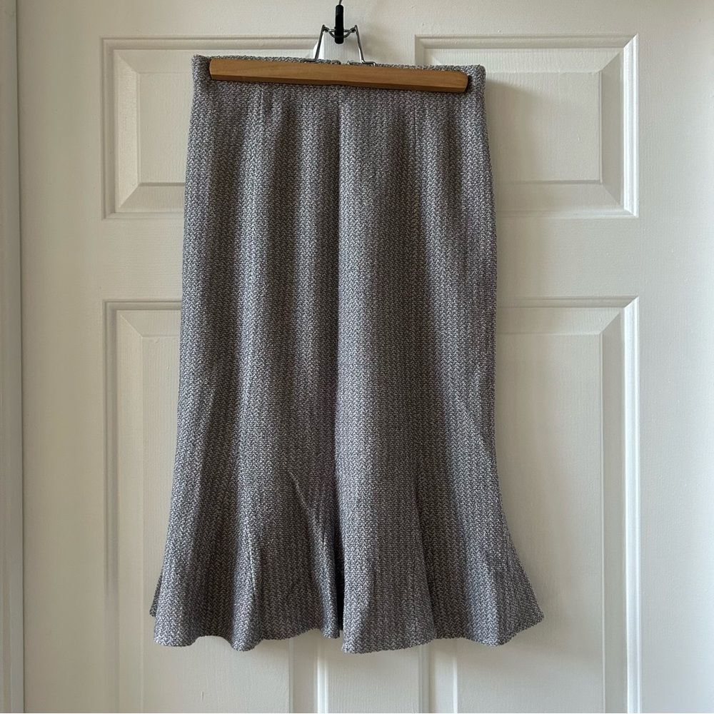 St. John Gray Tweed Metallic Flare Skirt Sparkly
